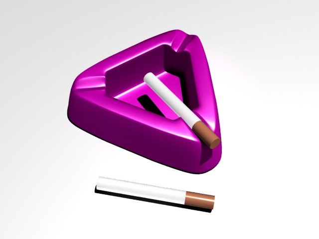 ashtray with cigarette 3D Модель .c4d .max .obj .3ds .fbx .stl .blend 