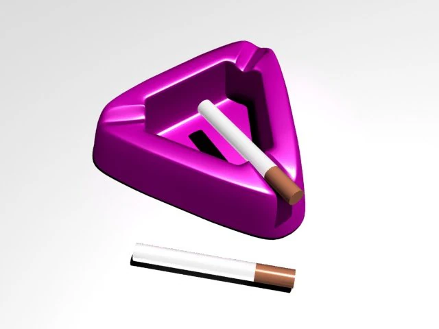 ashtray with cigarette 3D Model .c4d .max .obj .3ds .fbx .stl .blend 