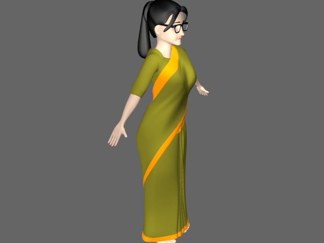 Indian woman in saree 3D Illustration download in PNG, OBJ or Blend format