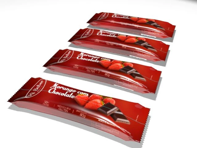 chocolate packet 3D Model .c4d .max .obj .3ds .fbx .stl .blend 
