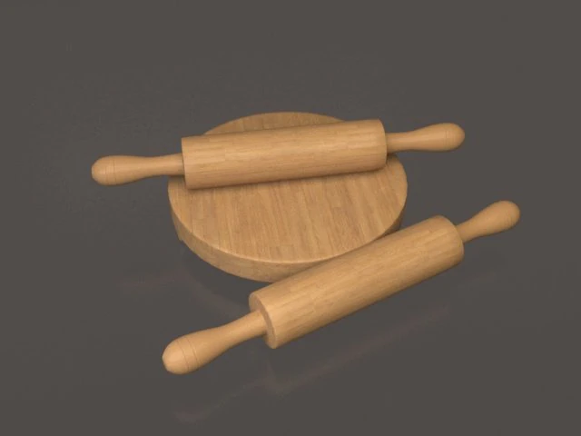 rolling pin and board 3D Model .c4d .max .obj .3ds .fbx .stl .blend 