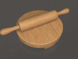 rolling pin and board 3D 模型
