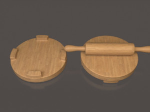rolling pin and board 3D 模型