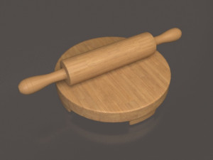rolling pin and board 3D 模型