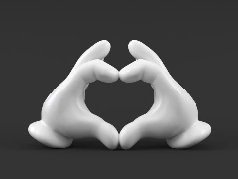 Mickey Hand Heart 3D Print Model