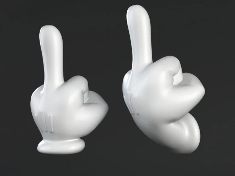 Mickey Hand middle finger F V2 3D Print Model