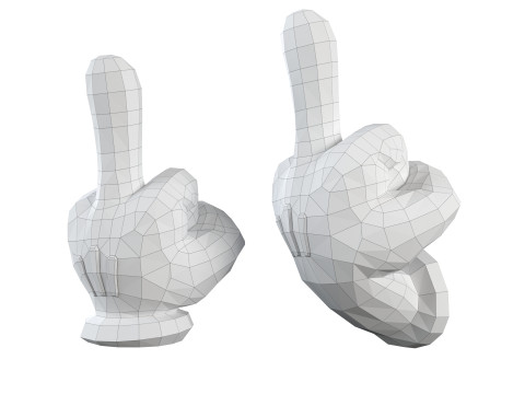 Mickey Hand middle finger F V2 3D Druckmodell