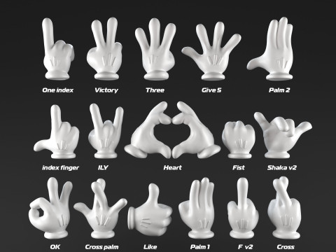 Mickeys hands Pack 01 Modelo de Impressão 3D