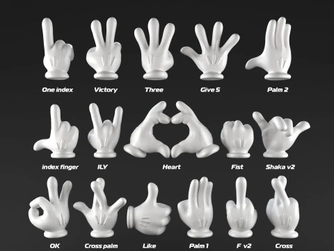Mickeys hands Pack 01 3D Print Model