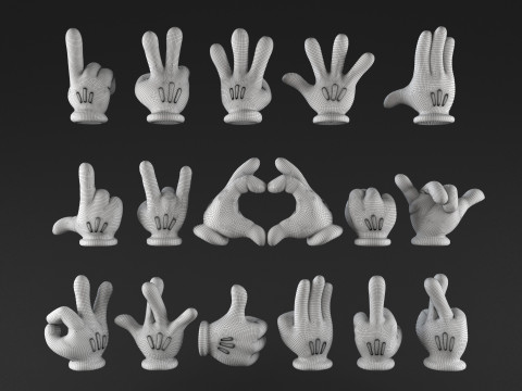 Mickeys hands Pack 01 Modelo de Impressão 3D