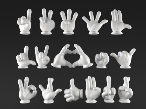 Mickeys hands Pack 01 Modelo de Impressão 3D