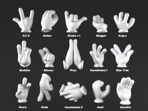Mickeys hands Pack 02 3D Print Model