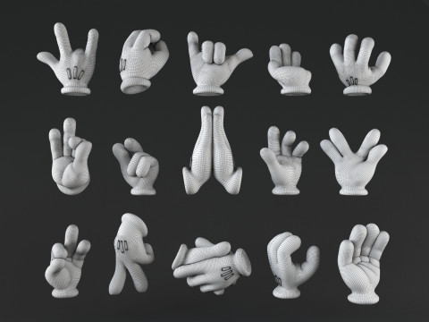 Mickeys hands Pack 02 3D Baskı Modeli