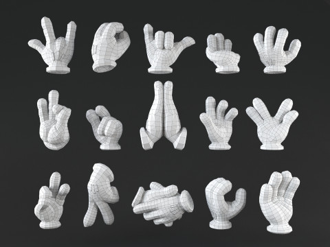 Mickeys hands Pack 02 3D Baskı Modeli