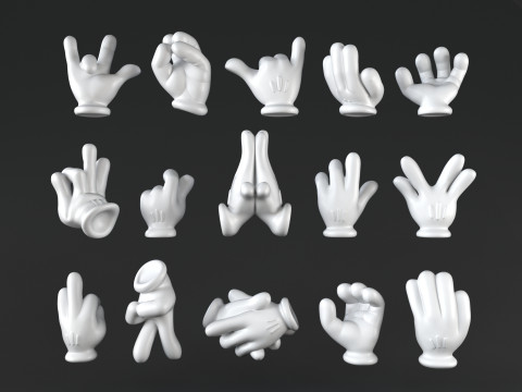 Mickeys hands Pack 02 3D Baskı Modeli