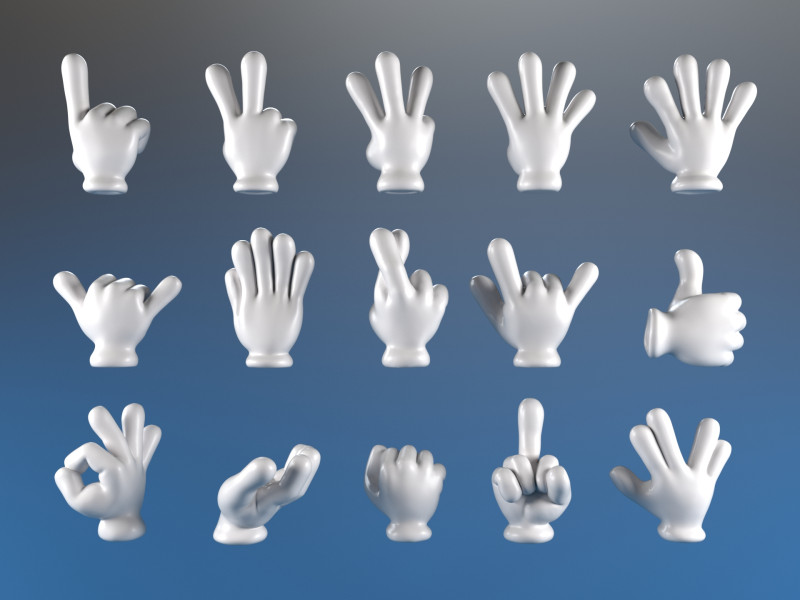 Cartoon hand 5 fingers Pack 01 3D print model 3D-Druckmodell .c4d .max .obj .3ds .fbx .stl .blend