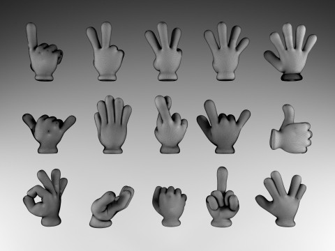 Cartoon hand 5 fingers Pack 01 3D print model 3D-Druckmodell