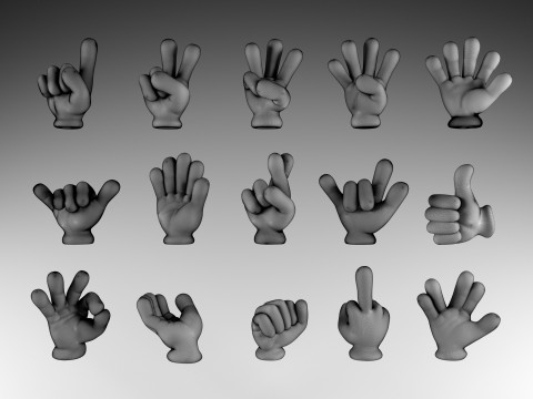 Cartoon hand 5 fingers Pack 01 3D print model 3D-Druckmodell