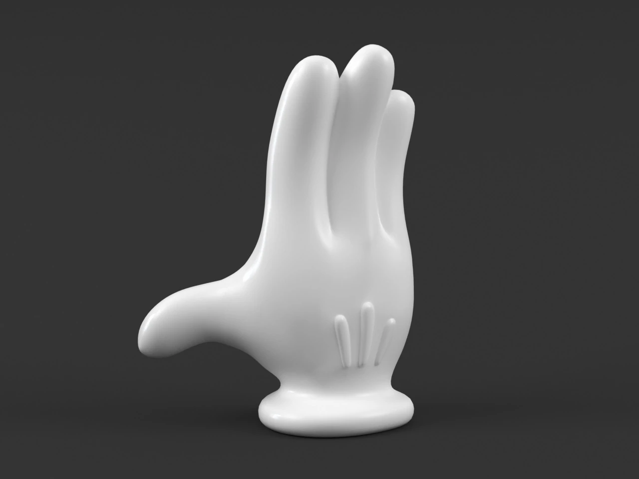 Mickey Hand - Palm 2 3D Print Model .c4d .max .obj .3ds .fbx .stl .blend 