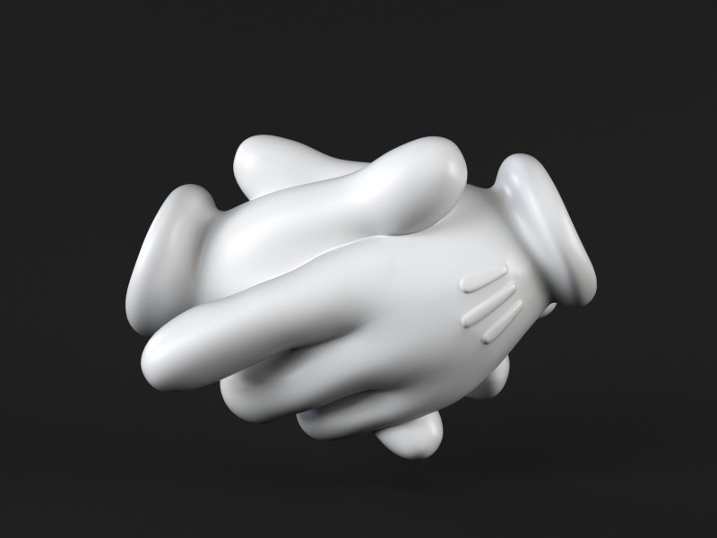 Mickey hand handshake 2 3D Print Model .c4d .max .obj .3ds .fbx .stl .blend 