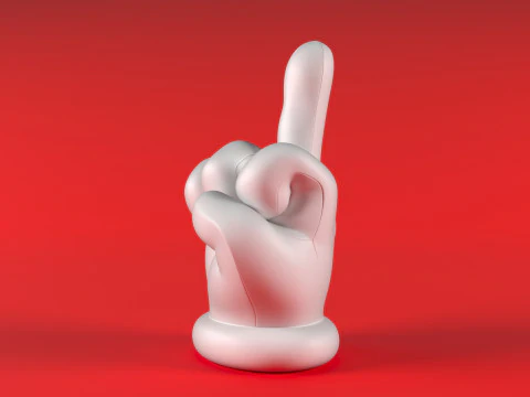 Mario Hand - Middle Finger 3D Print Model