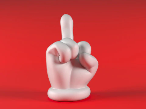 Mario Hand - Middle Finger 3D Print Model