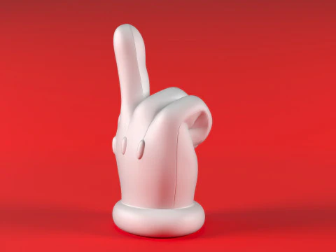 Mario Hand - Middle Finger 3D Print Model