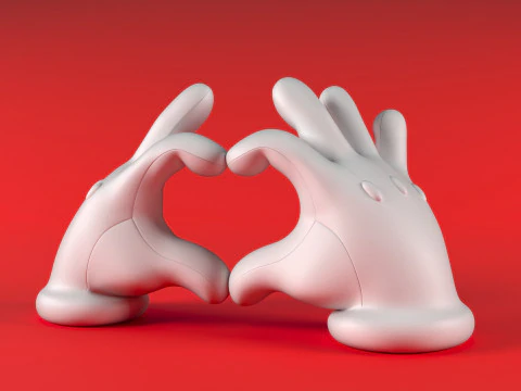 Mario Hand - Heart 3D Print Model