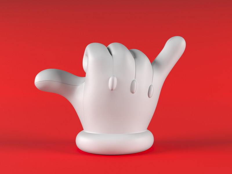 マリオハンド シャカ 3Dプリントモデル .c4d .max .obj .3ds .fbx .stl .blend 