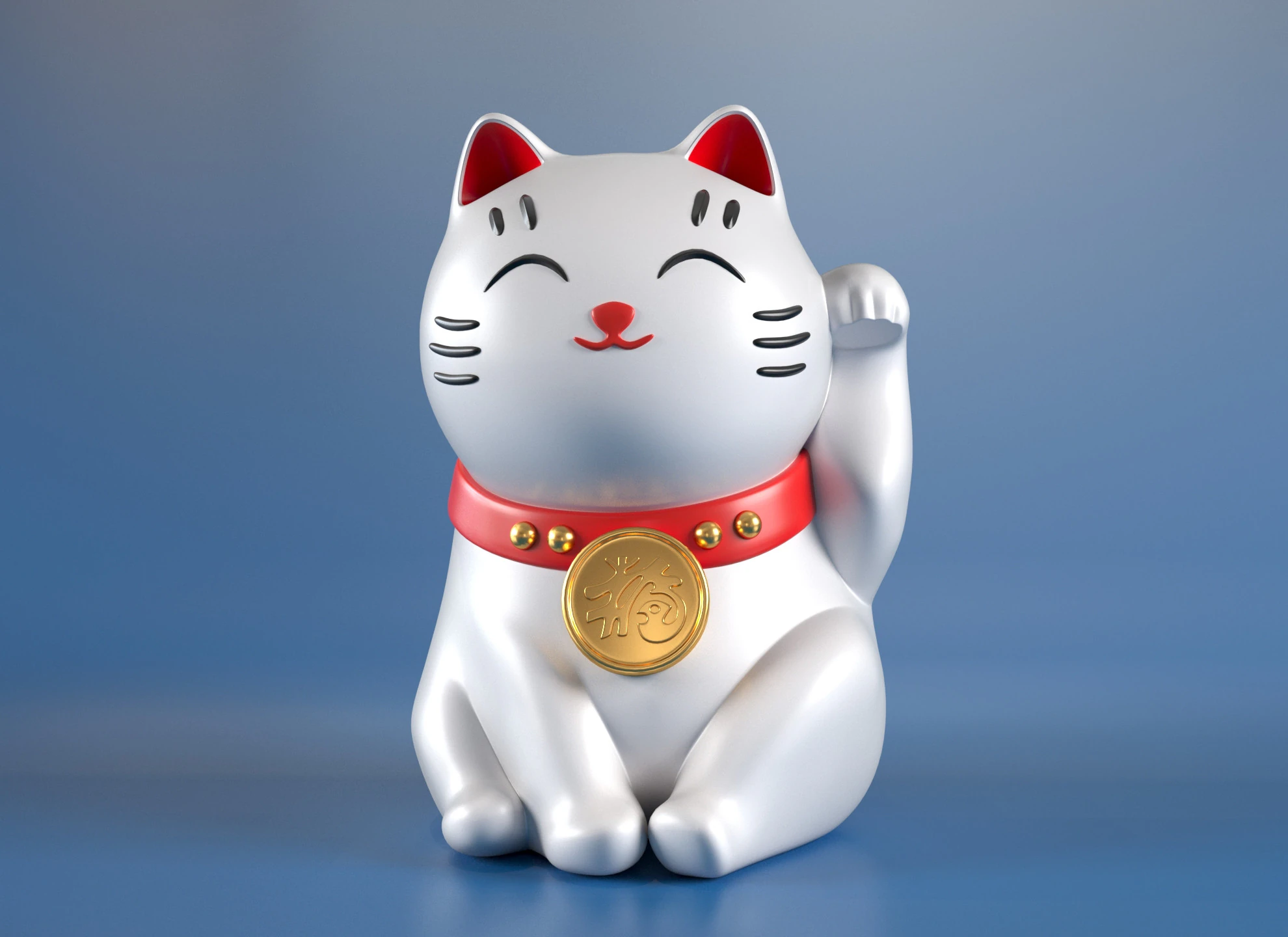 Maneki Neko 3D Print Model .c4d .max .obj .3ds .fbx .stl .blend 