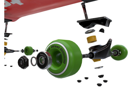 Skateboard Disassemble Model 3D