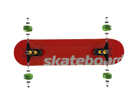 Skateboard Disassemble Model 3D