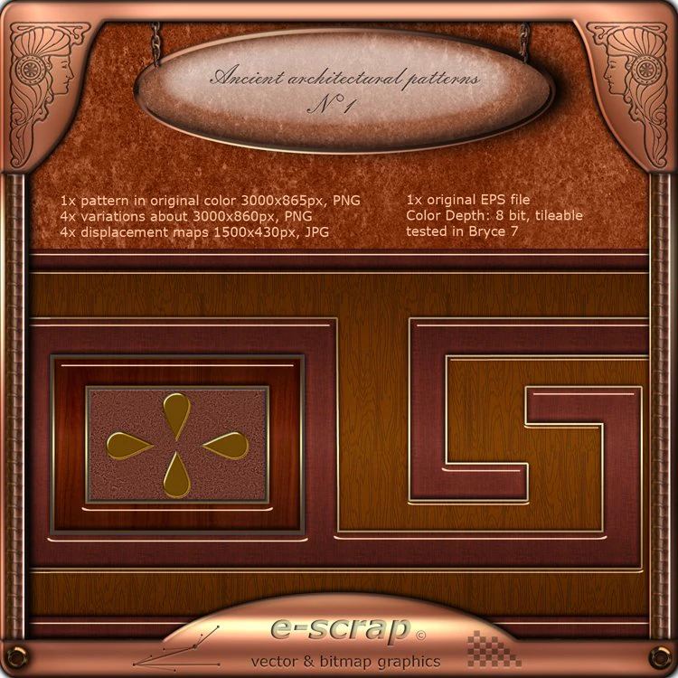 ancient architectural pattern 01 hand made CG Textures .c4d .max .obj .3ds .fbx .stl .blend