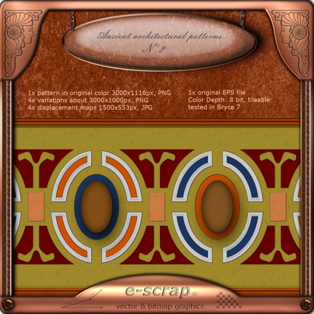 ancient architectural pattern 02  hand made CG Tekstury .c4d .max .obj .3ds .fbx .stl .blend 