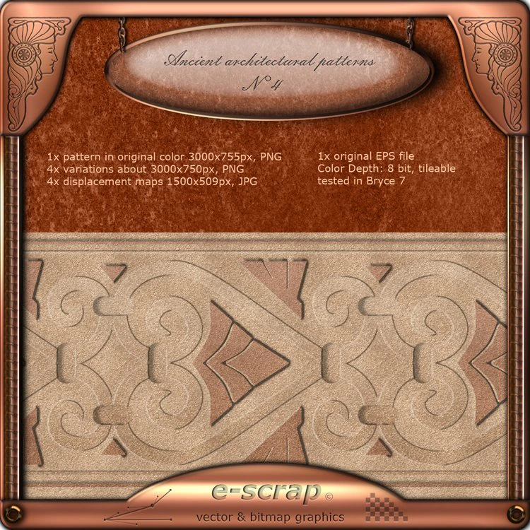 ancient architectural pattern 04  hand made CG Textures .c4d .max .obj .3ds .fbx .stl .blend 