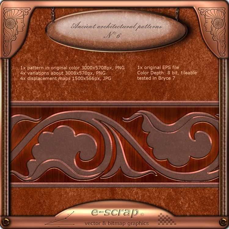 ancient architectural pattern 06 hand made CG Textures .c4d .max .obj .3ds .fbx .stl .blend