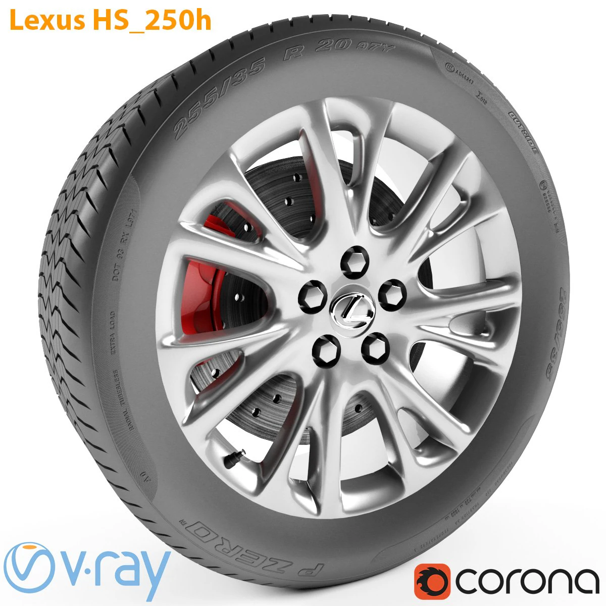 lexus hs 250h wheel 3D Model .c4d .max .obj .3ds .fbx .stl .blend 