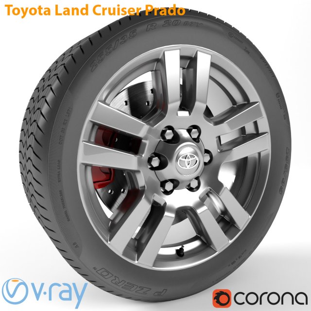 toyota land cruiser prado wheel Modello 3D .c4d .max .obj .3ds .fbx .stl .blend 