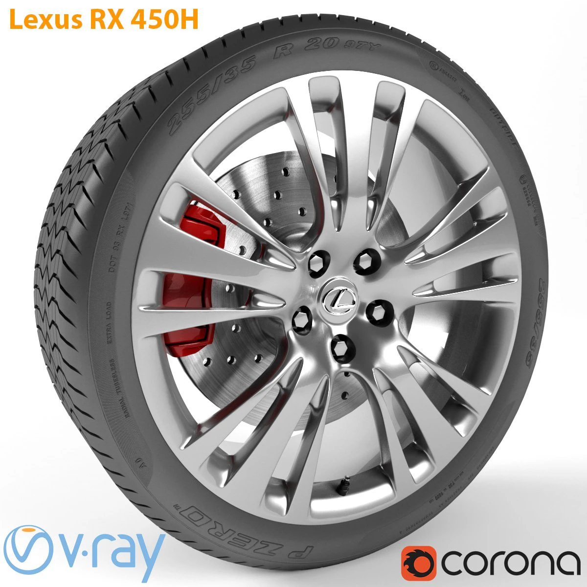 lexus rx 450h wheel 3D Model .c4d .max .obj .3ds .fbx .stl .blend 