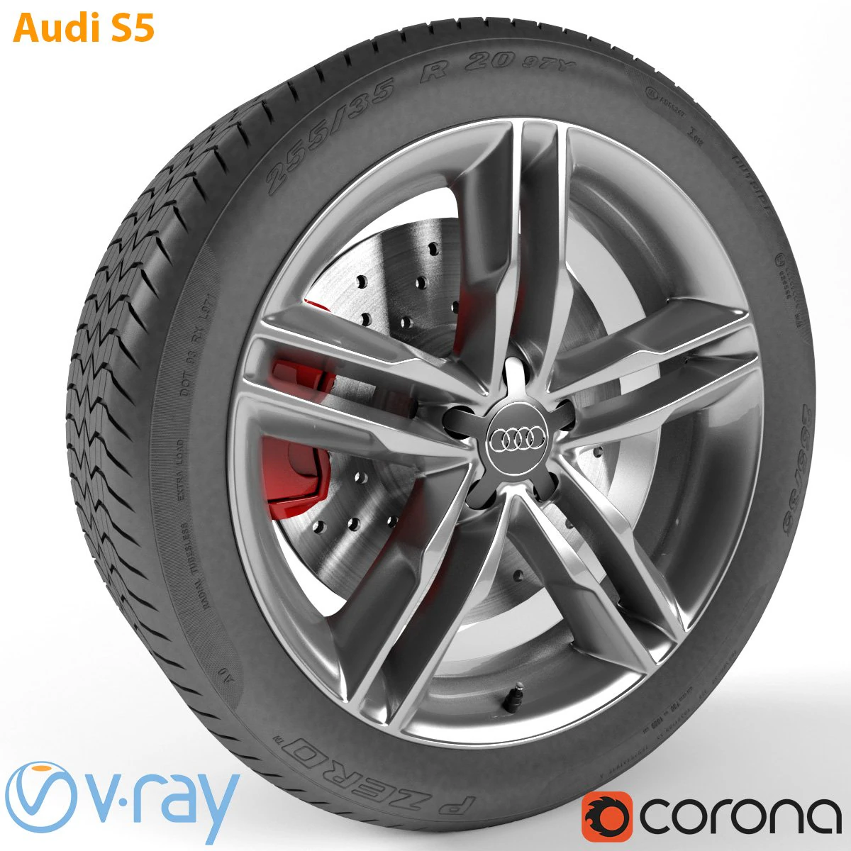 audi s5 wheel 3D Model .c4d .max .obj .3ds .fbx .stl .blend 