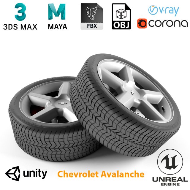 chevrolet avalanche wheel 3D मॉडल .c4d .max .obj .3ds .fbx .stl .blend 