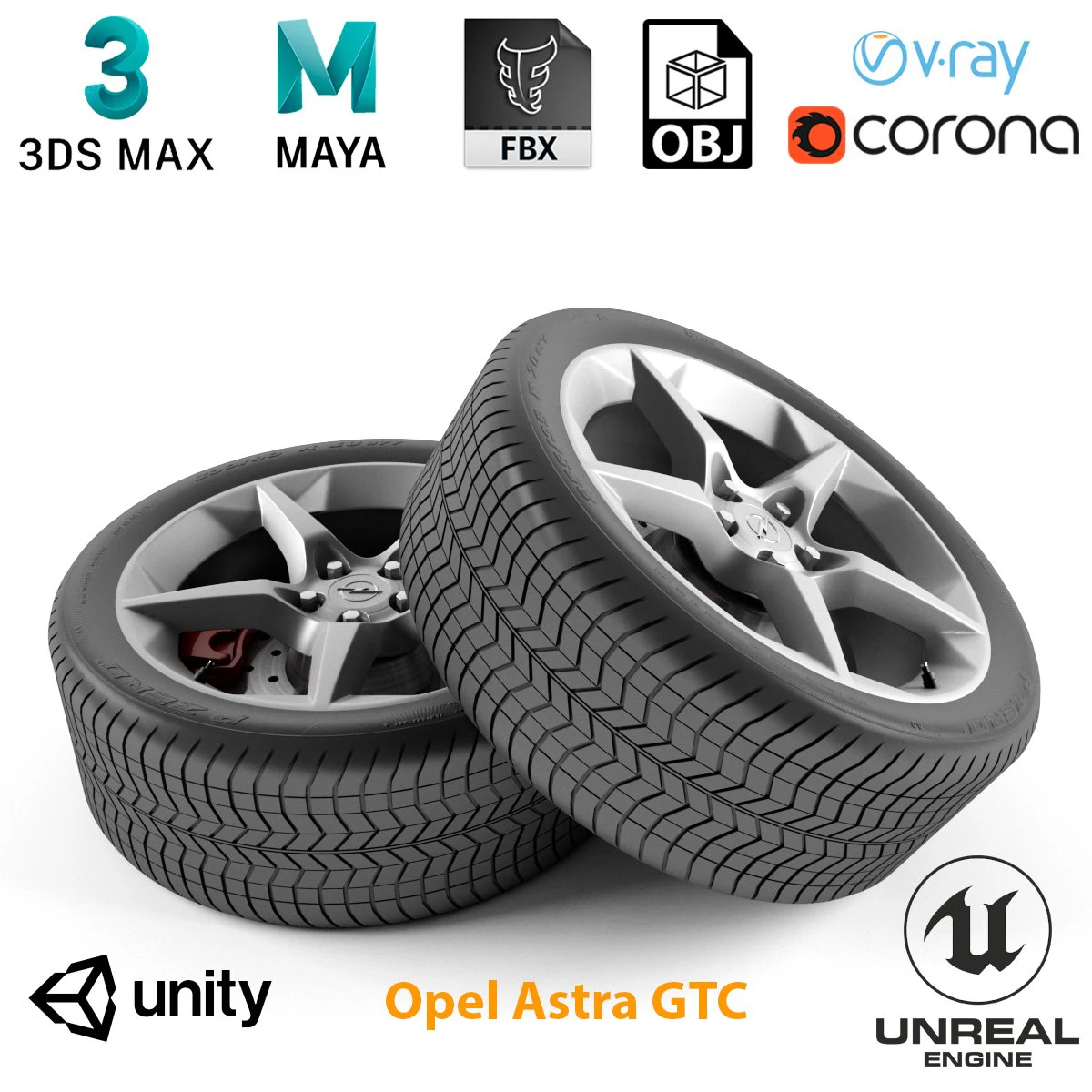 roda opel astra gtc Modelo 3D .c4d .max .obj .3ds .fbx .stl .blend