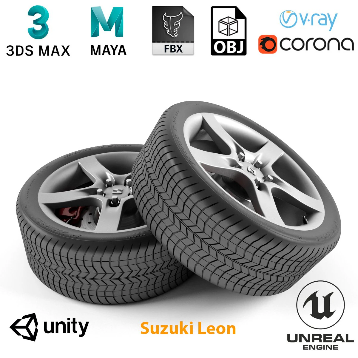 suzuki leon wheel 3D Model .c4d .max .obj .3ds .fbx .stl .blend 