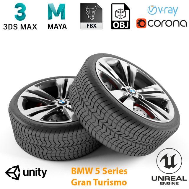 bmw 5 series gran turismo wheel Modelo 3D .c4d .max .obj .3ds .fbx .stl .blend 