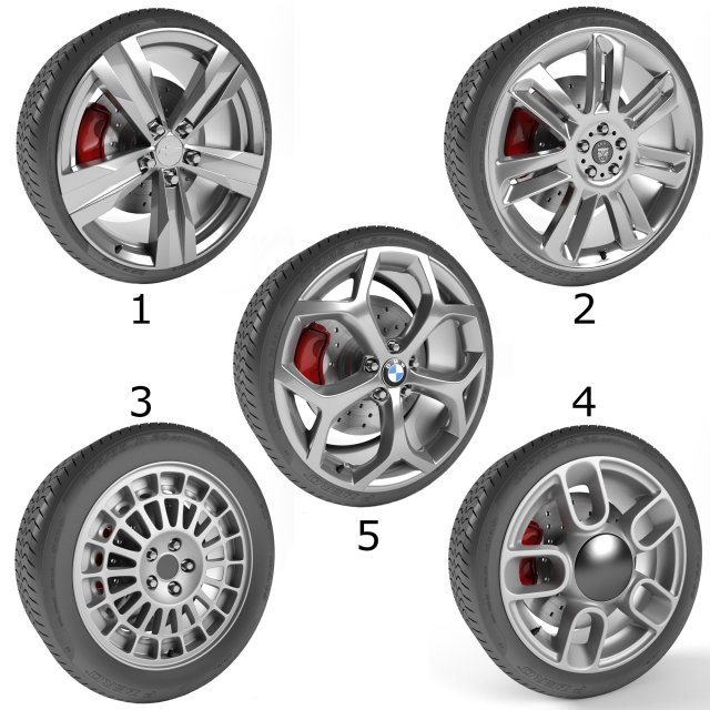 wheels collection 2 5 models 3D मॉडल .c4d .max .obj .3ds .fbx .stl .blend 