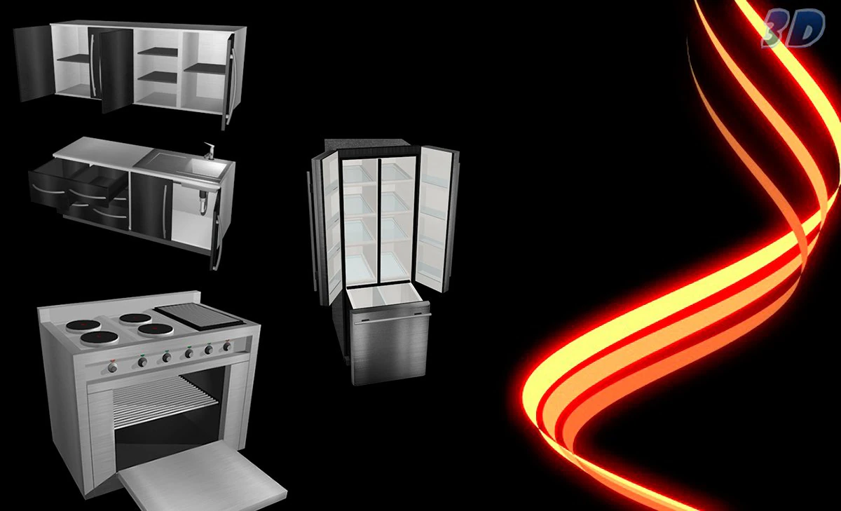 kitchen furniture 3D Model .c4d .max .obj .3ds .fbx .stl .blend 