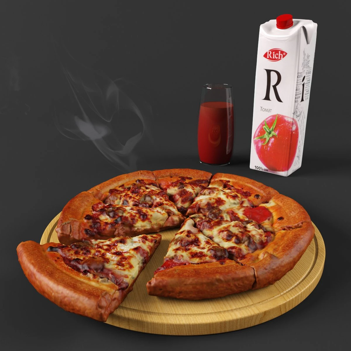 pizza de carne Modelo 3D .c4d .max .obj .3ds .fbx .stl .blend 