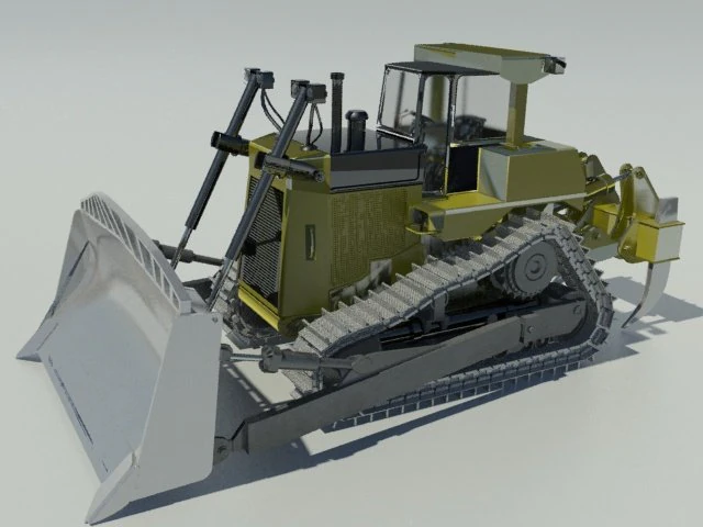 heavy clear bulldozer 3D Model .c4d .max .obj .3ds .fbx .stl .blend 