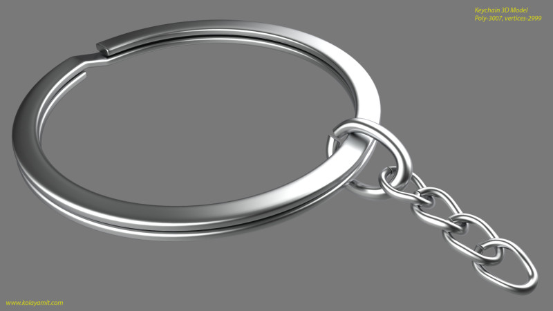 Keychain key ring with chain 3D मॉडल .c4d .max .obj .3ds .fbx .stl .blend