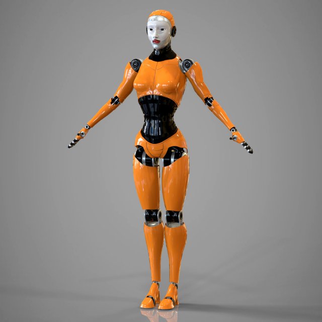robotic girl 3D Model .c4d .max .obj .3ds .fbx .stl .blend 
